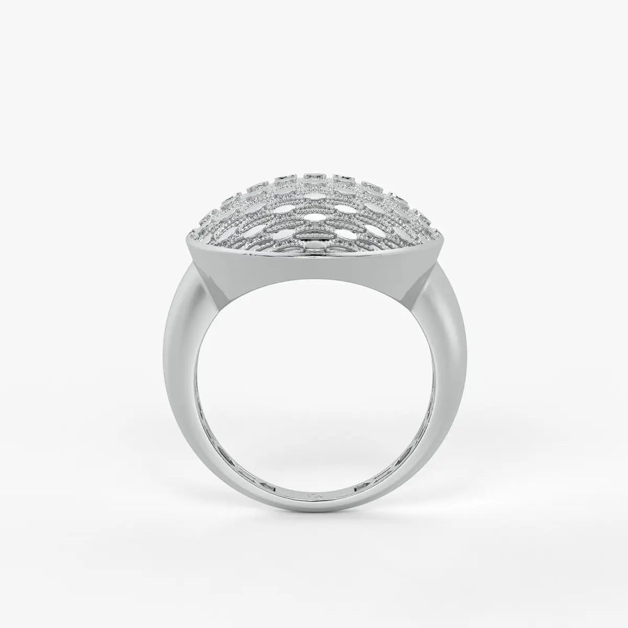 Oval Honeycomb Filigree Ladies Ring