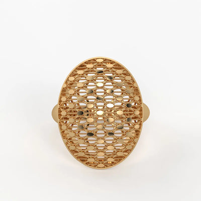 Oval Honeycomb Filigree Ladies Ring