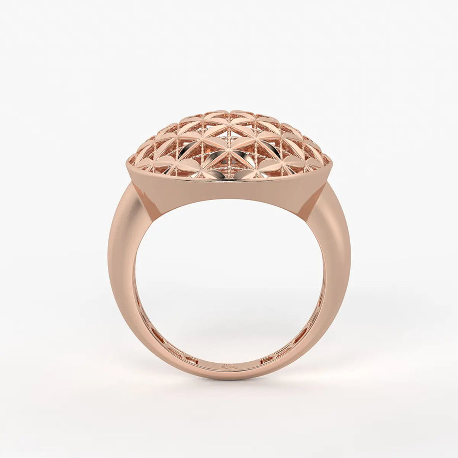 Floral Lattice Oval Ladies Ring