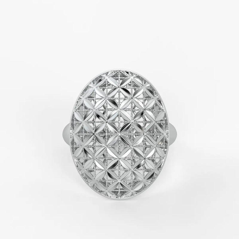 Floral Lattice Oval Ladies Ring