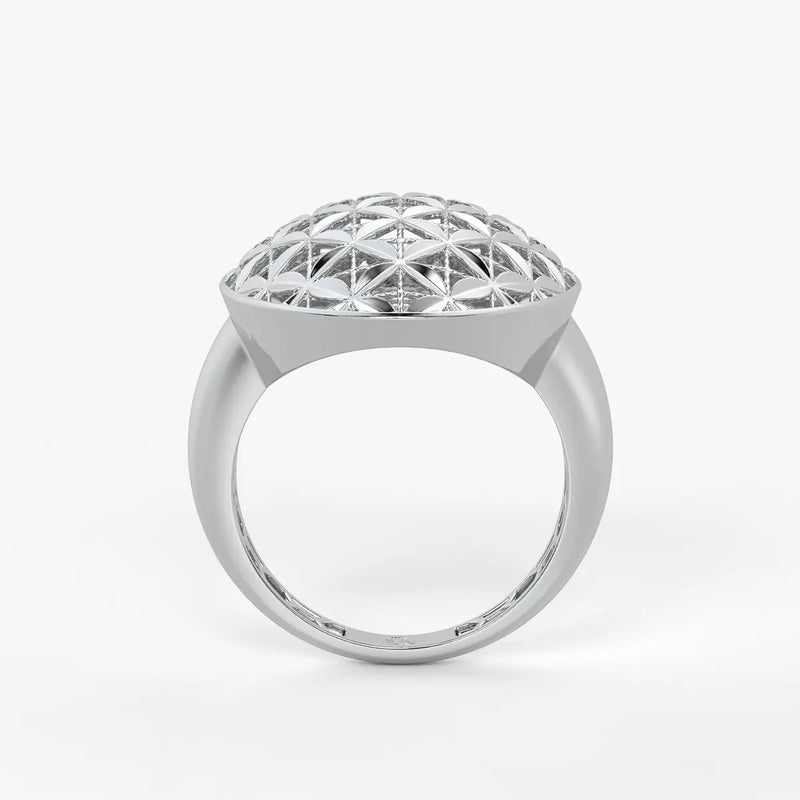 Floral Lattice Oval Ladies Ring
