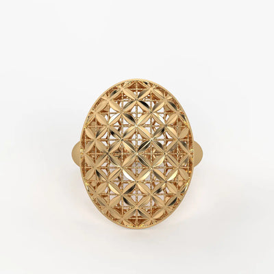 Floral Lattice Oval Ladies Ring