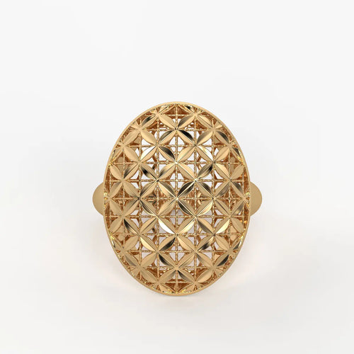 Floral Lattice Oval Ladies Ring