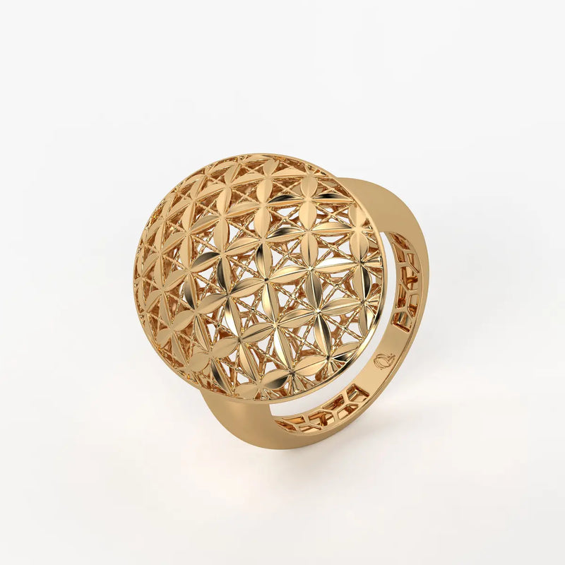 Floral Lattice Oval Ladies Ring