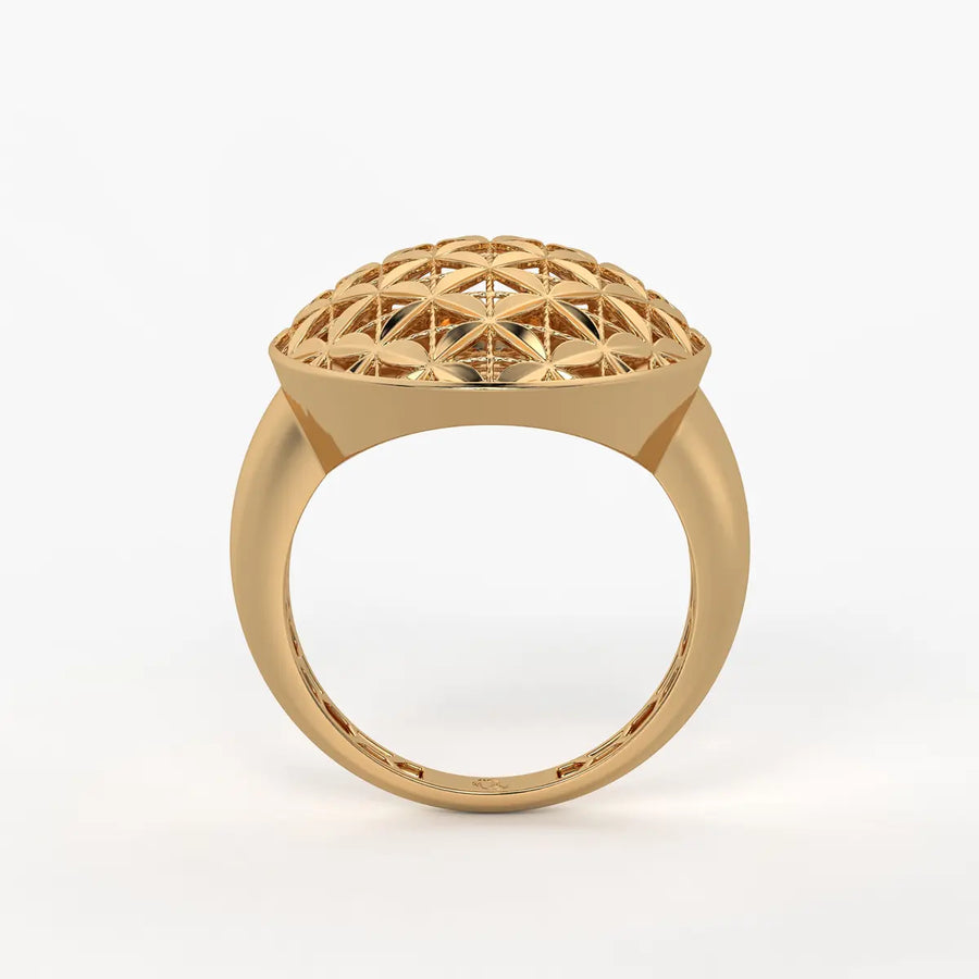 Floral Lattice Oval Ladies Ring
