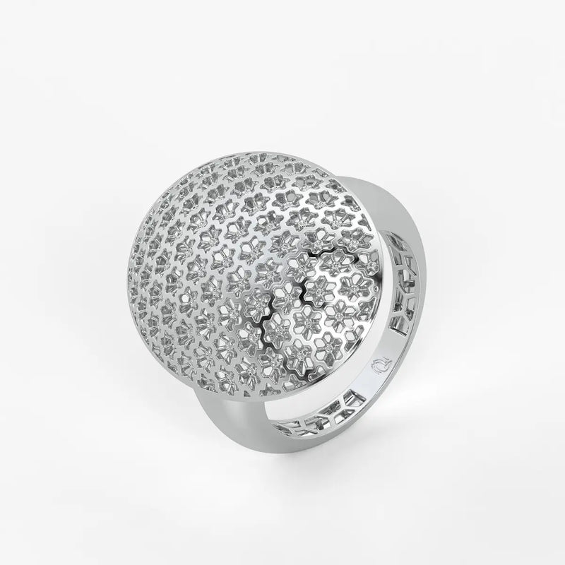 Floral Honeycomb Oval Ladies Ring