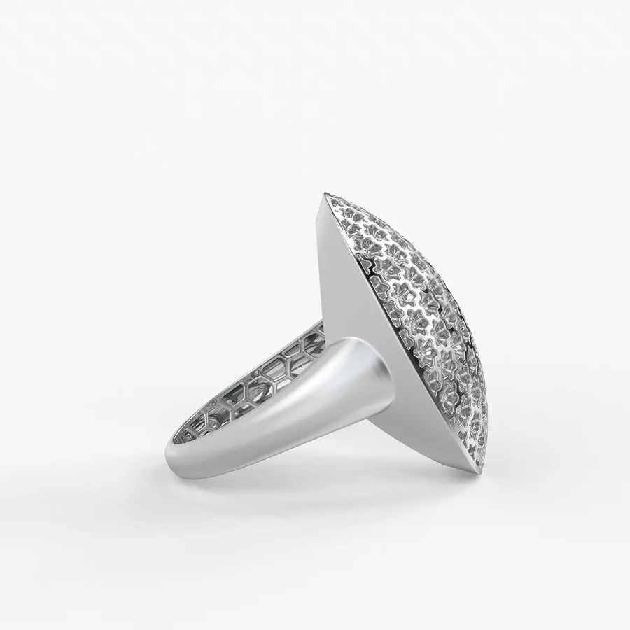 Floral Honeycomb Oval Ladies Ring