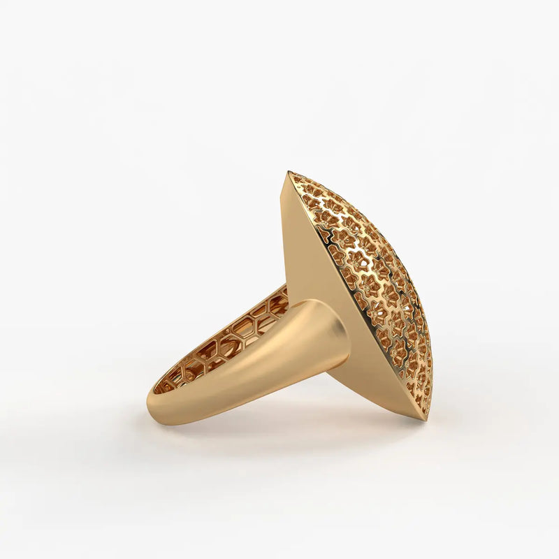 Floral Honeycomb Oval Ladies Ring