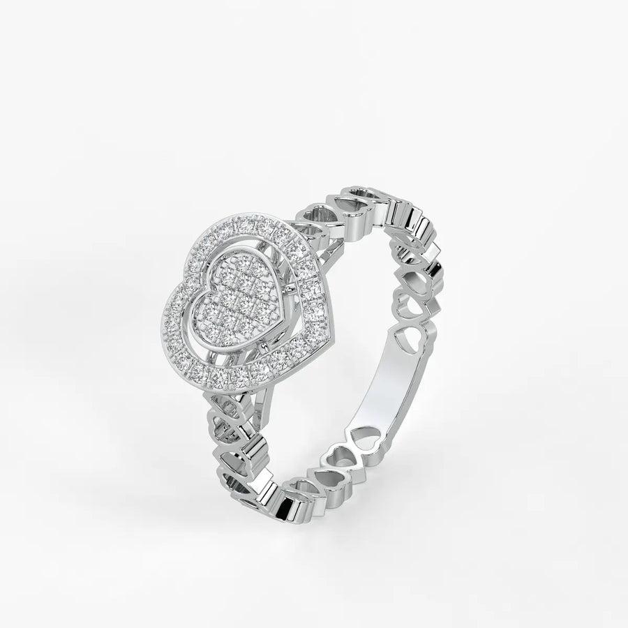 Love Lattice Heart Diamond Ring