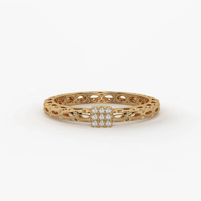 Lattice Cube Diamond Ring
