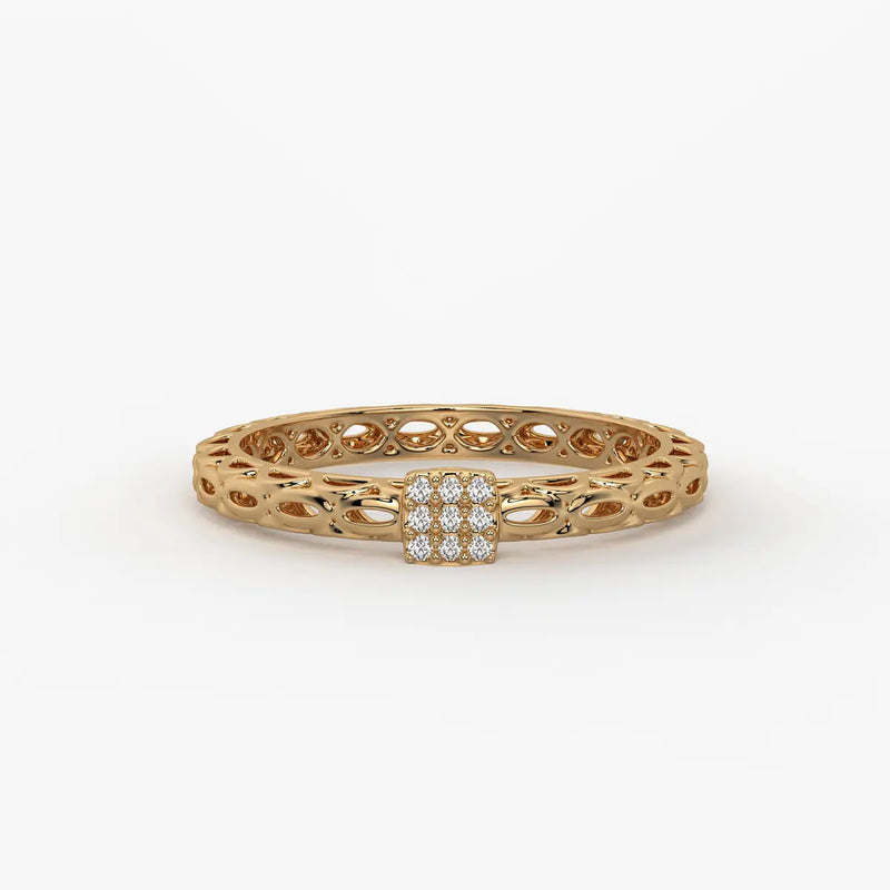 Lattice Cube Diamond Ring