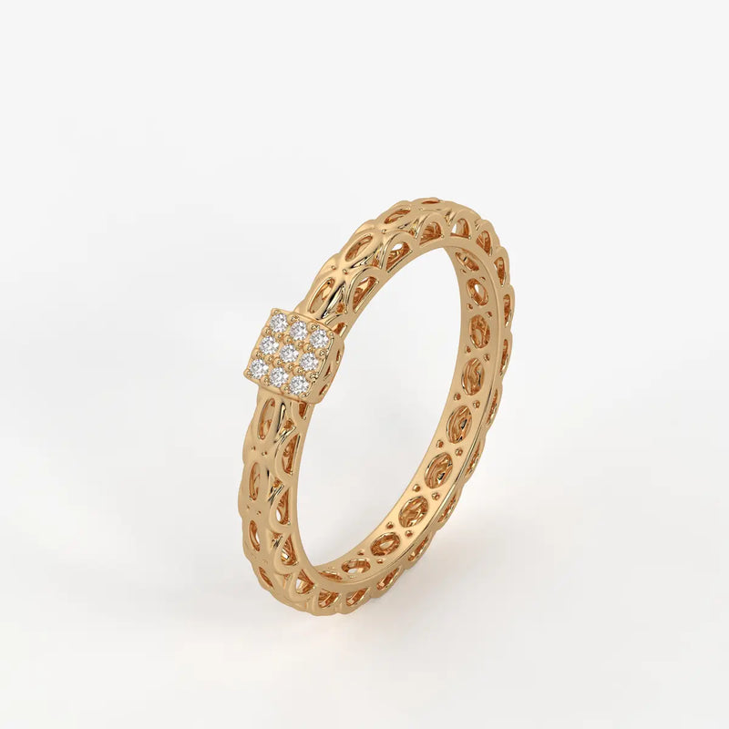 Lattice Cube Diamond Ring