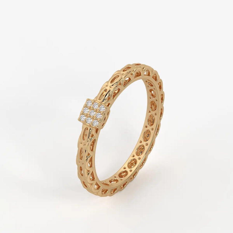 Lattice Cube Diamond Ring