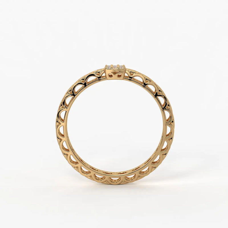 Lattice Cube Diamond Ring