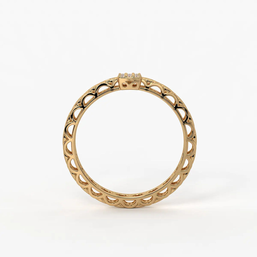 Lattice Cube Diamond Ring