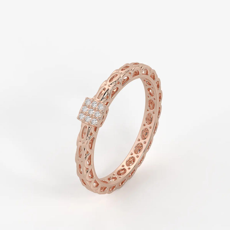 Lattice Cube Diamond Ring