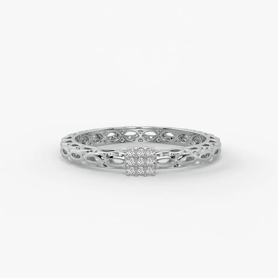 Lattice Cube Diamond Ring