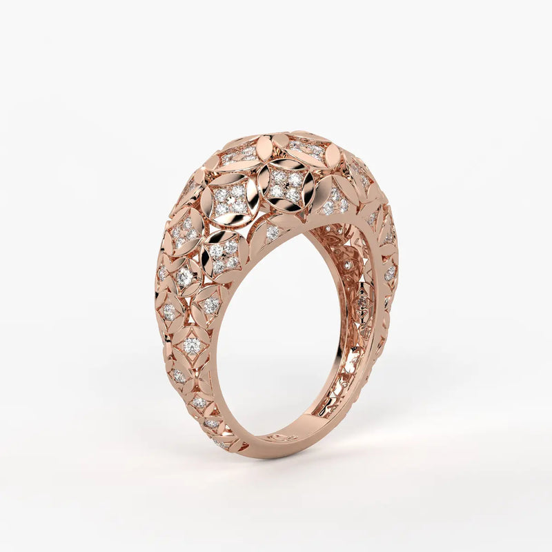 Floral Lattice Band Ladies Ring
