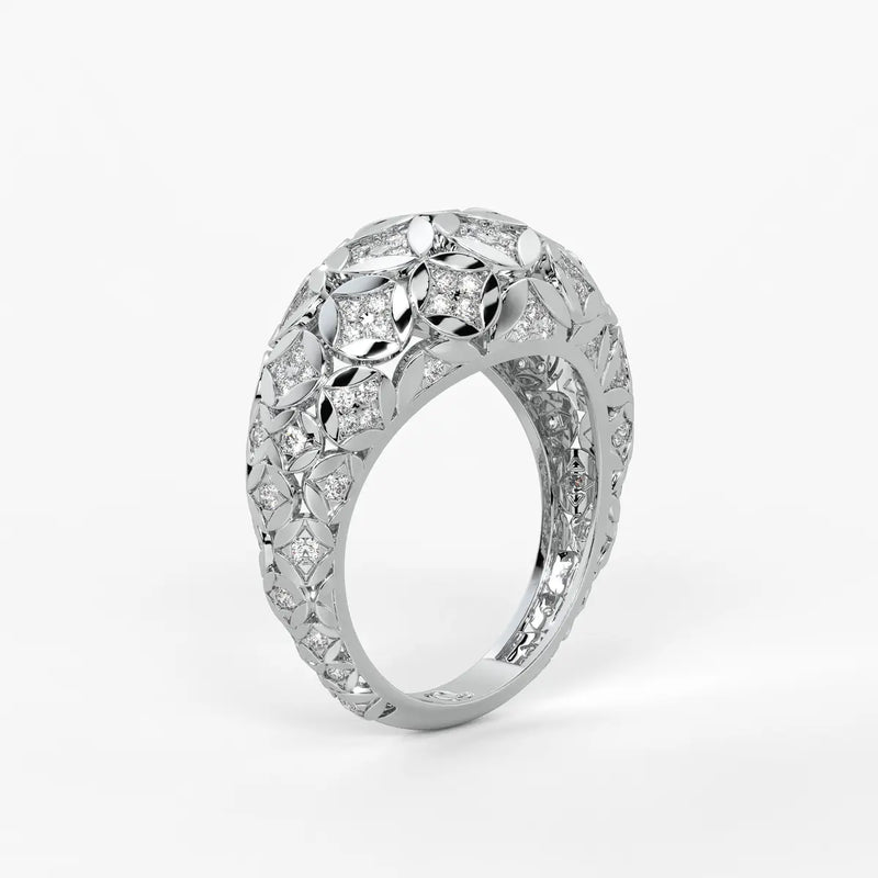 Floral Lattice Band Ladies Ring
