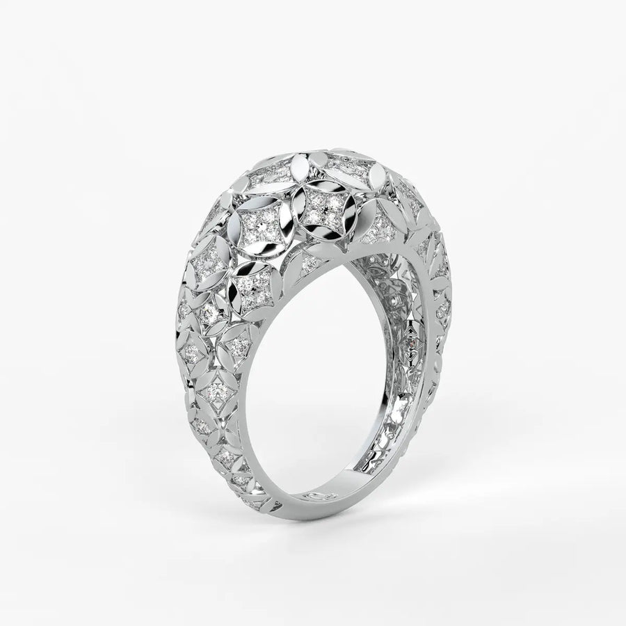 Floral Lattice Band Ladies Ring
