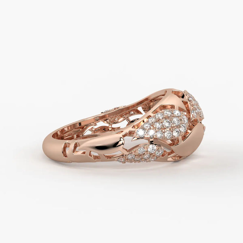 Floral Oval Cluster Ladies Ring