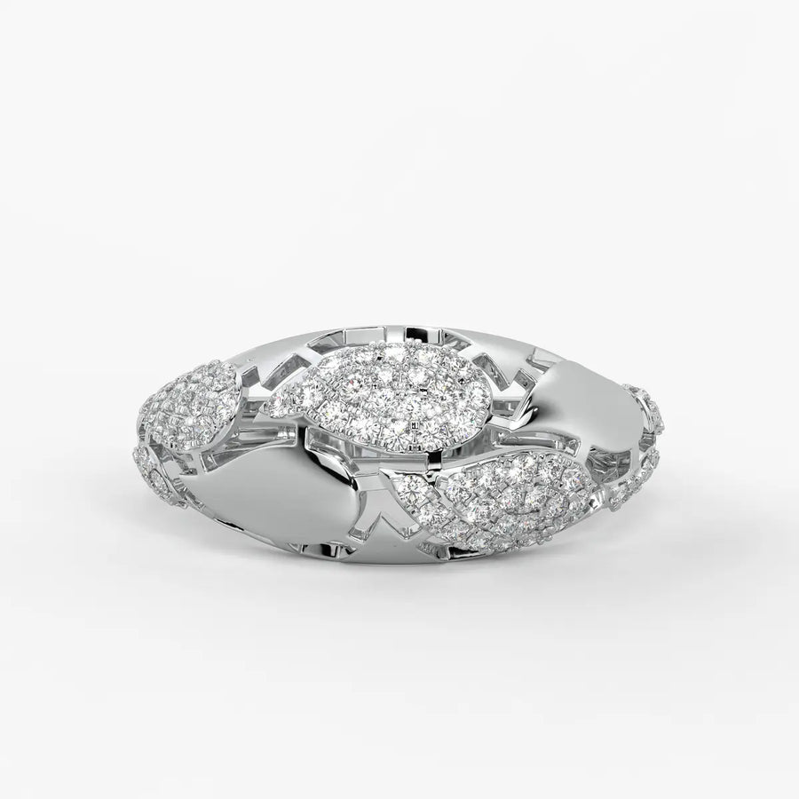 Floral Oval Cluster Ladies Ring