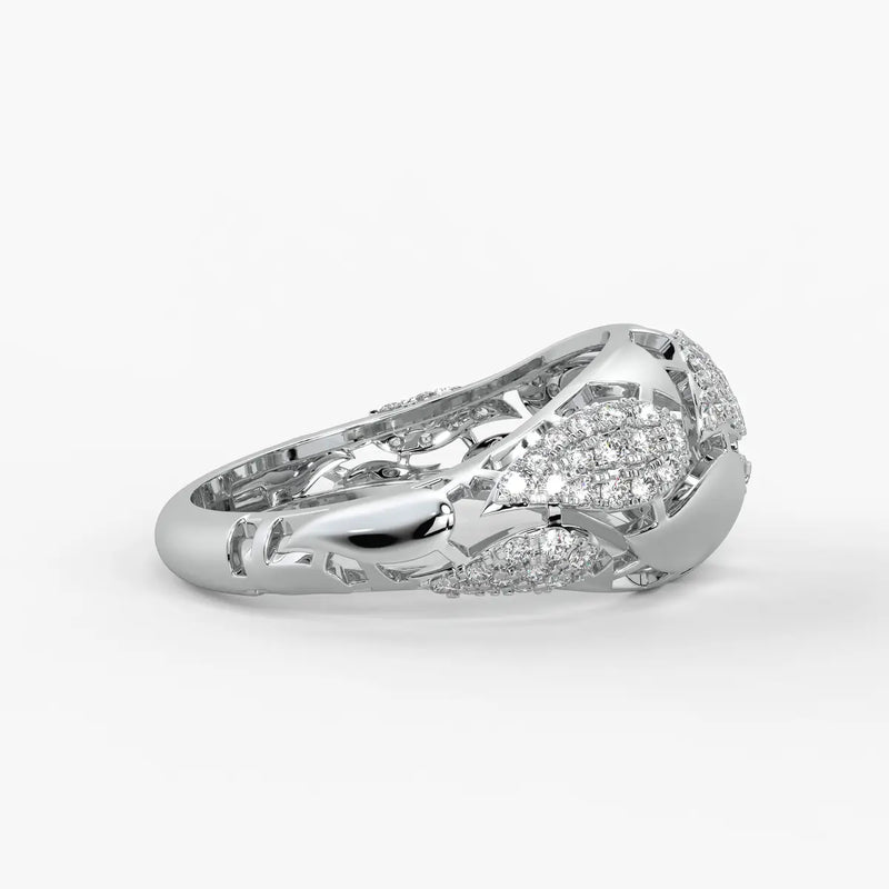 Floral Oval Cluster Ladies Ring