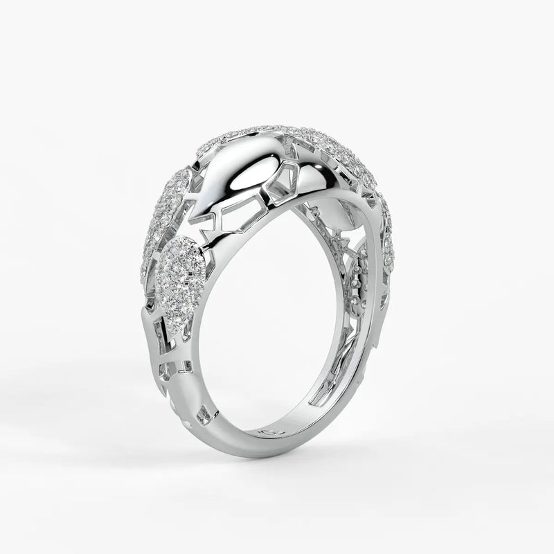 Floral Oval Cluster Ladies Ring