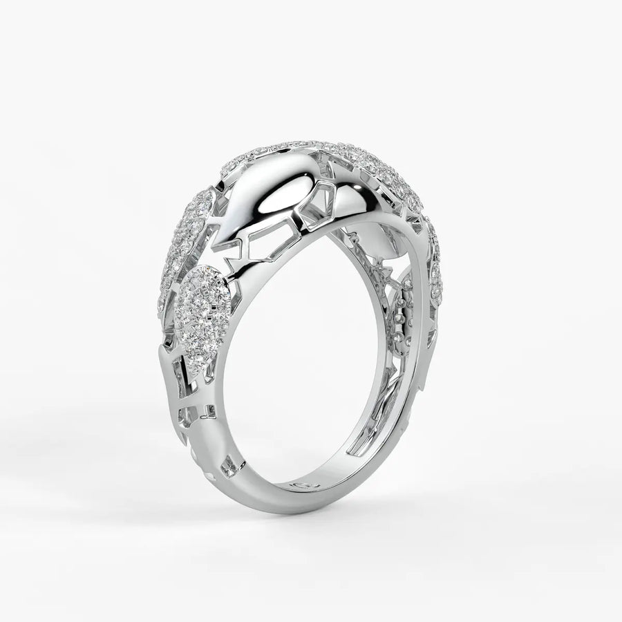 Floral Oval Cluster Ladies Ring