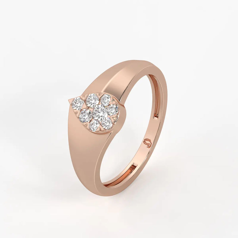 Heart Cluster Solitaire Ladies Ring