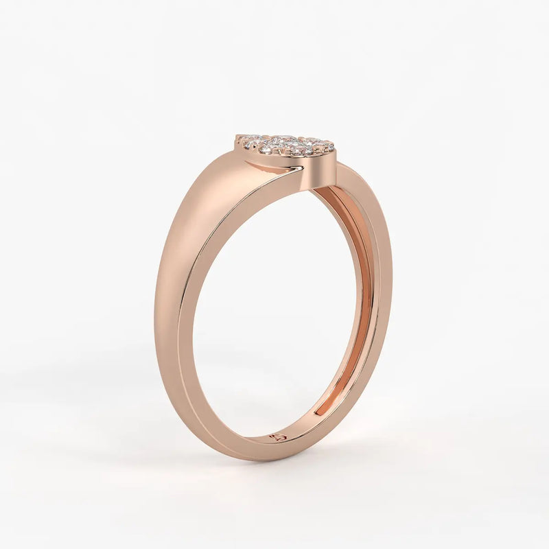 Heart Cluster Solitaire Ladies Ring
