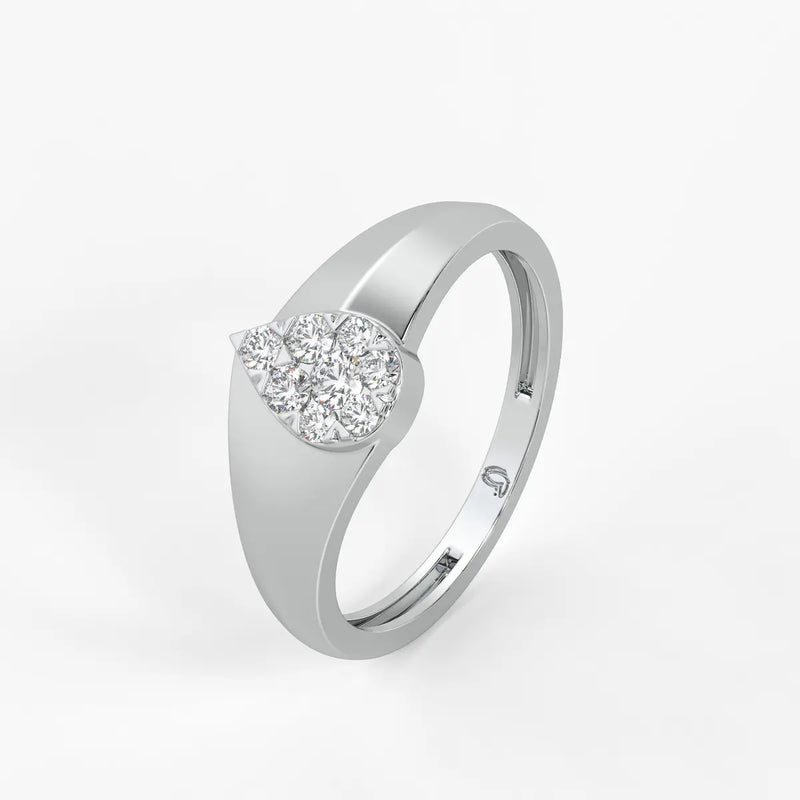 Heart Cluster Solitaire Ladies Ring