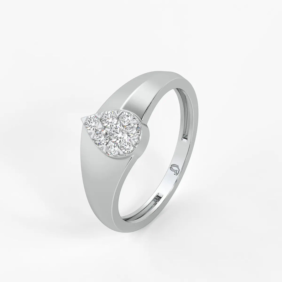 Heart Cluster Solitaire Ladies Ring