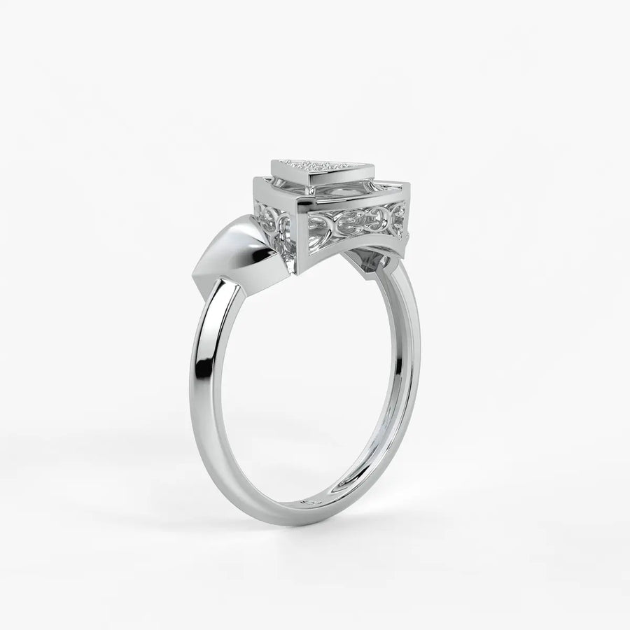 Triangle Frame Cluster Ladies Ring