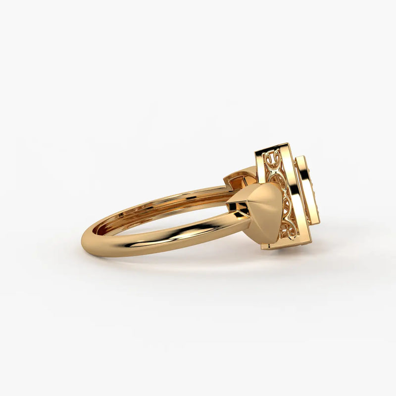 Triangle Frame Cluster Ladies Ring