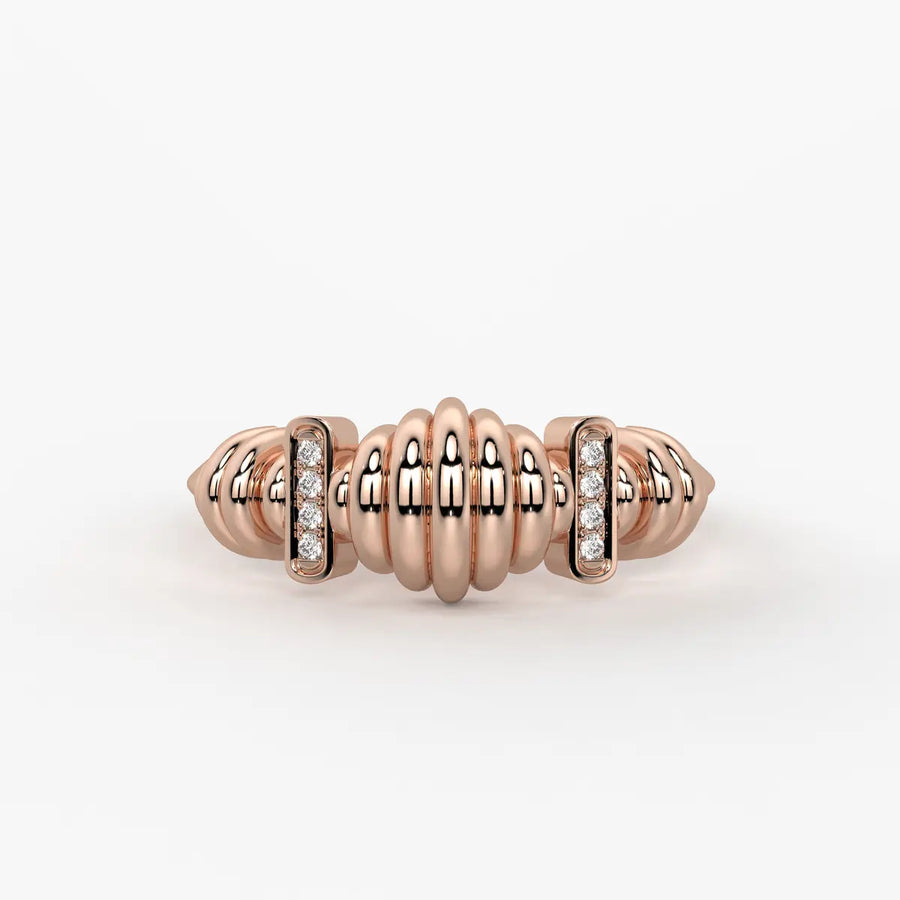 Ribbed Bar Accent Ladies Ring