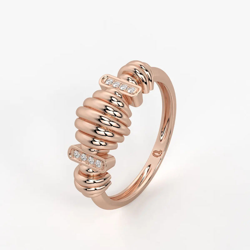 Ribbed Bar Accent Ladies Ring