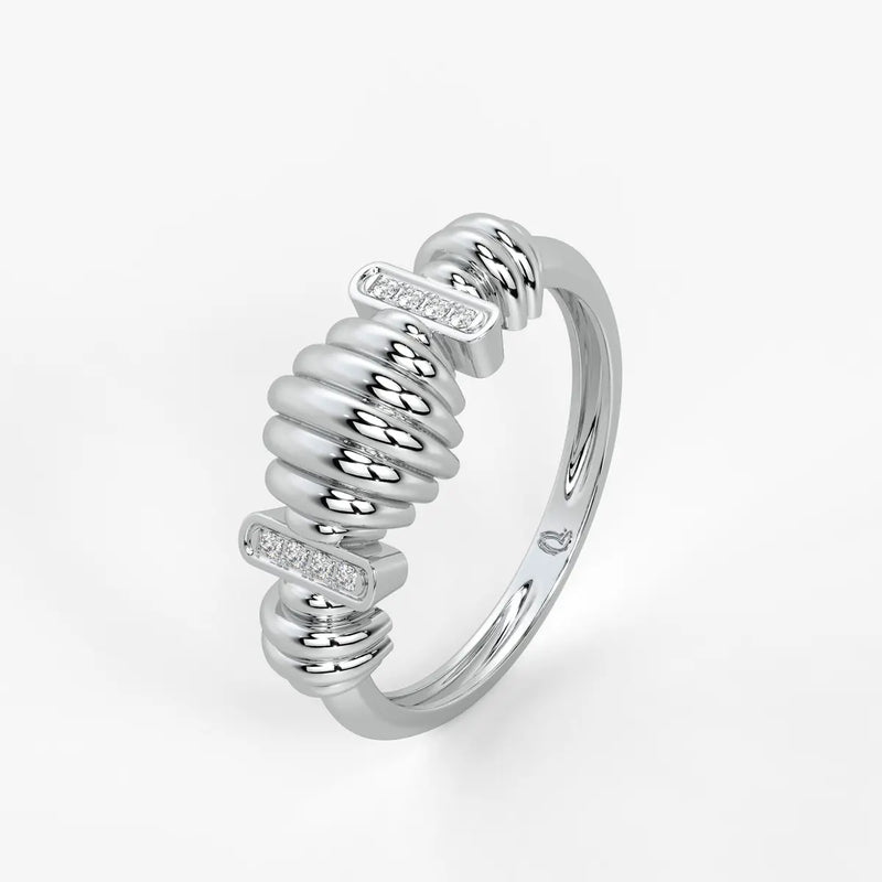 Ribbed Bar Accent Ladies Ring