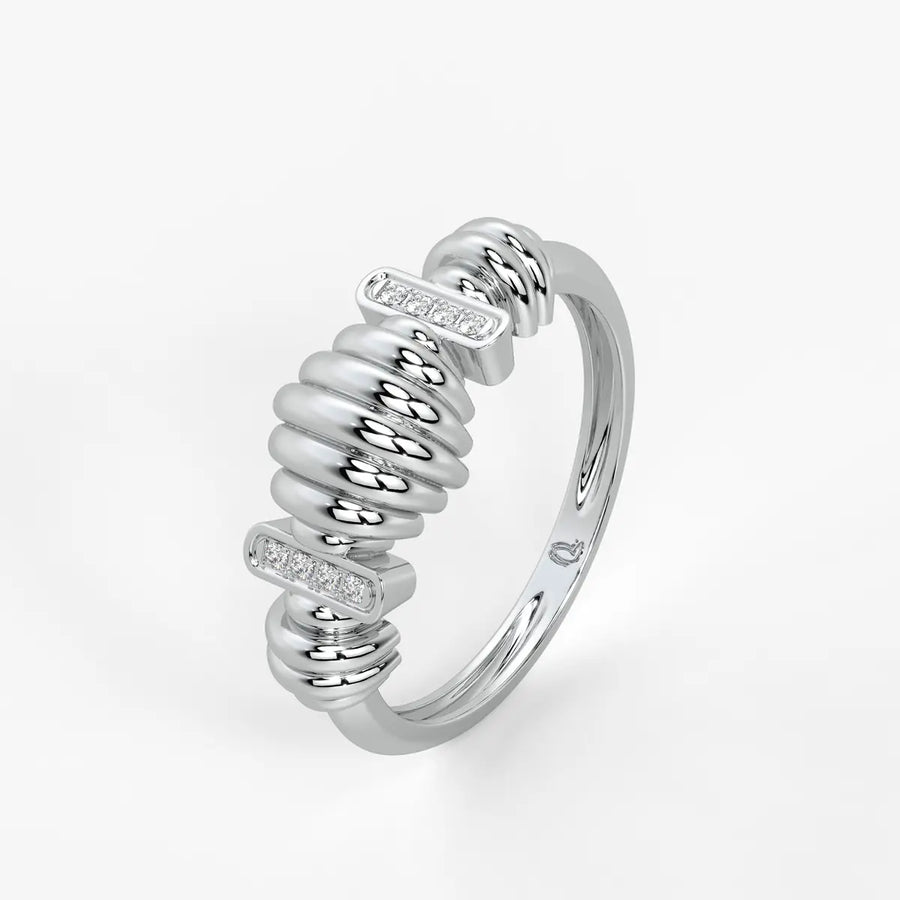 Ribbed Bar Accent Ladies Ring