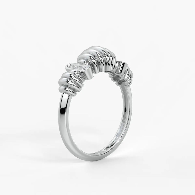 Ribbed Bar Accent Ladies Ring