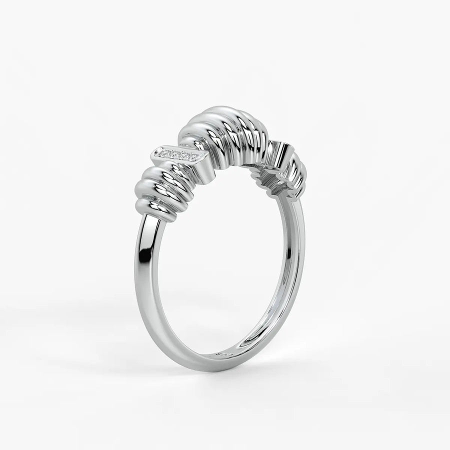 Ribbed Bar Accent Ladies Ring