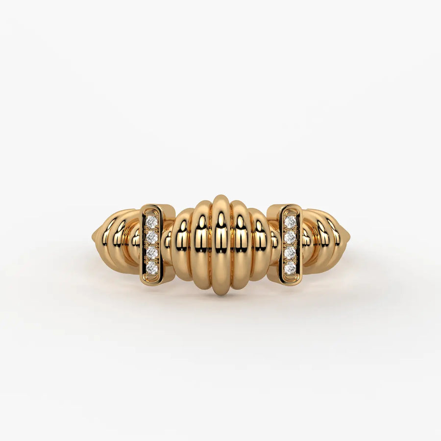 Ribbed Bar Accent Ladies Ring