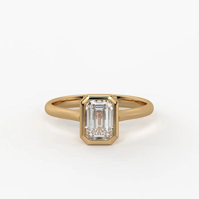 Evara Emerald-Cut Bezel Solitaire Ring