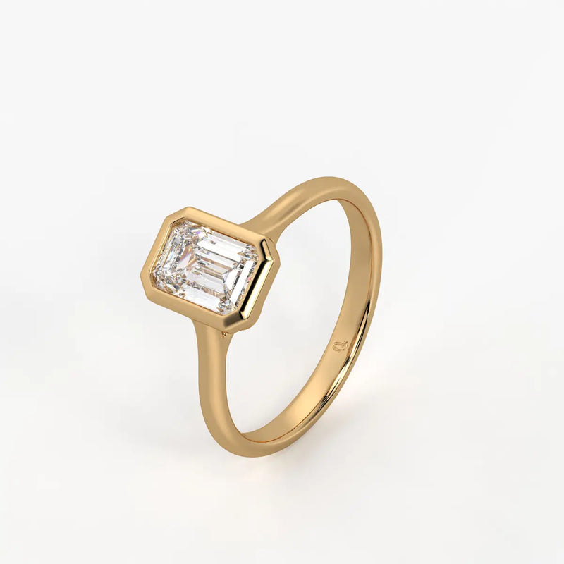 Evara Emerald-Cut Bezel Solitaire Ring