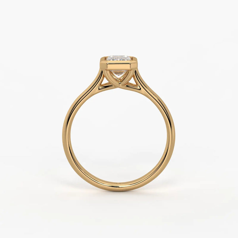 Evara Emerald-Cut Bezel Solitaire Ring