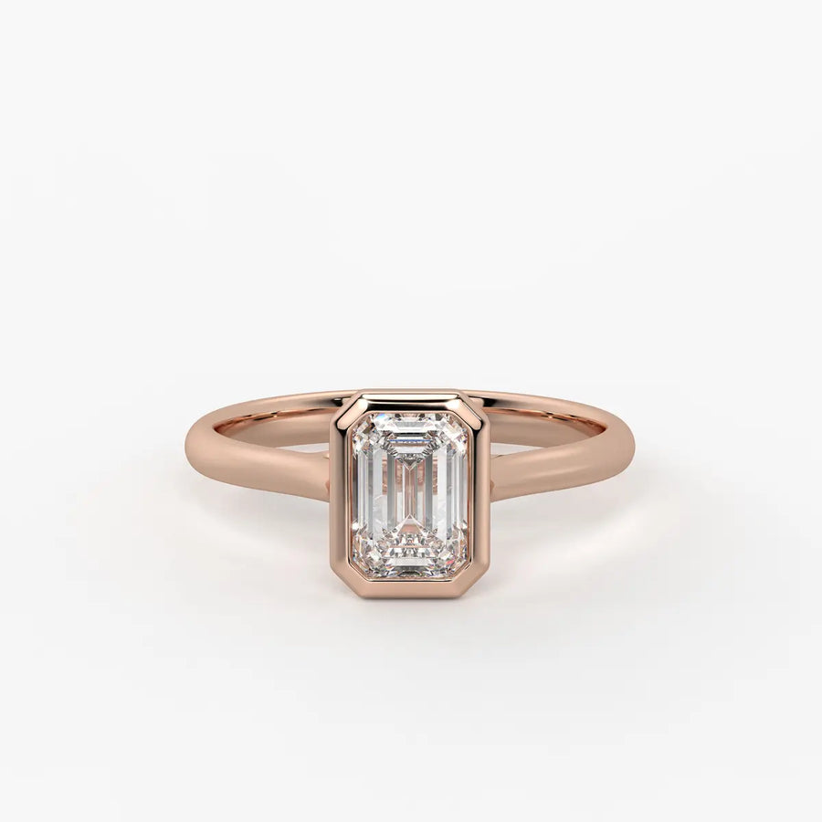 Evara Emerald-Cut Bezel Solitaire Ring