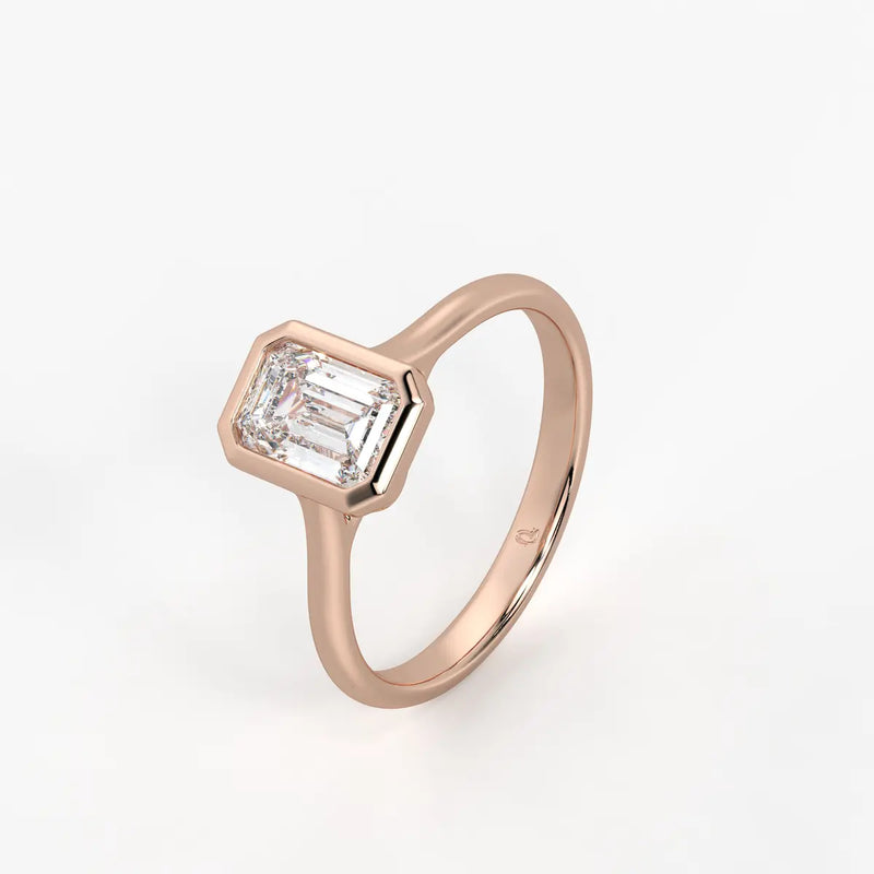 Evara Emerald-Cut Bezel Solitaire Ring