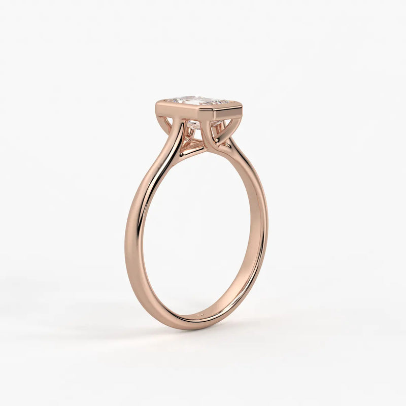 Evara Emerald-Cut Bezel Solitaire Ring
