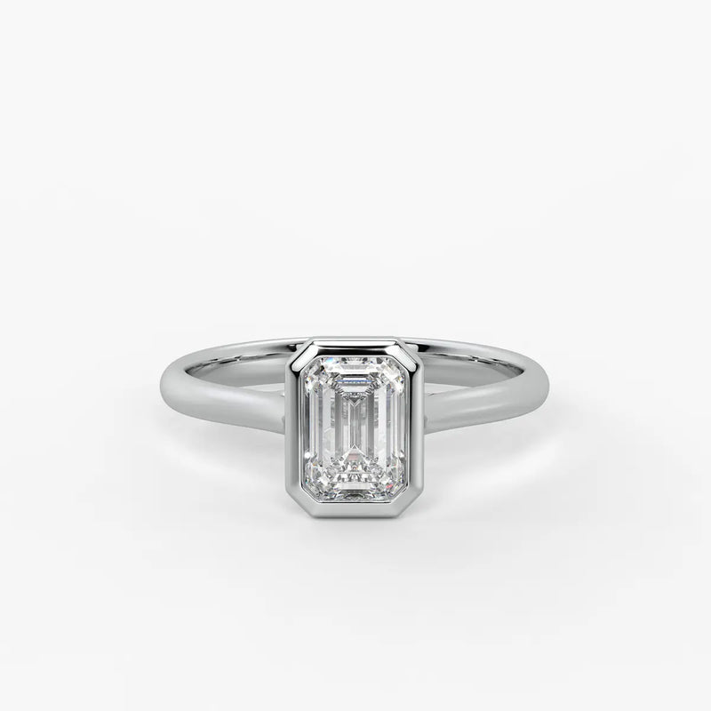 Evara Emerald-Cut Bezel Solitaire Ring