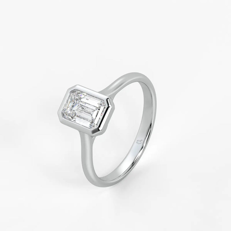 Evara Emerald-Cut Bezel Solitaire Ring
